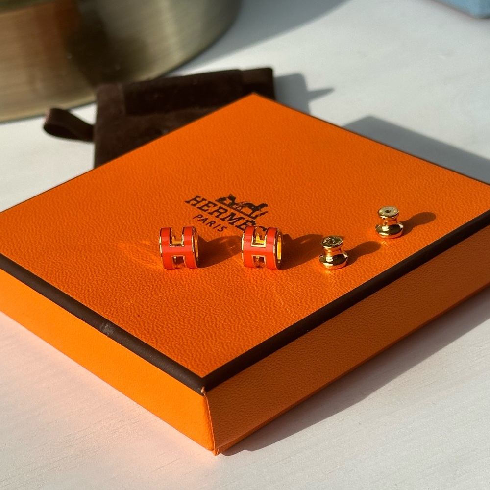 NWOT Hermes Pop H Earrings - Mini, Orange, Boxed